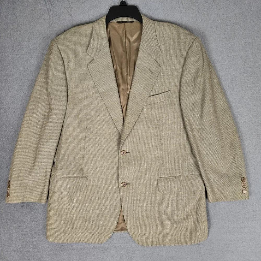Canali Blazer Mens 54 R Beige 100% Pure New Wool Sport‎ Jacket  Made In Italy